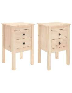 Comodini 2 pz 40x35x61,5 cm in Legno Massello di Pino 2