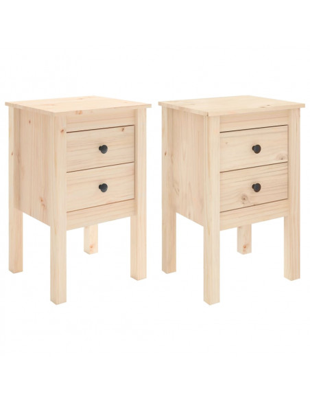 Comodini 2 pz 40x35x61,5 cm in Legno Massello di Pino