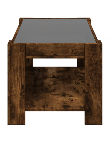 Tavolino Salotto con LED Rovere Fumo 93x53x45 cm Multistrato