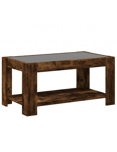 Tavolino Salotto con LED Rovere Fumo 93x53x45 cm Multistrato