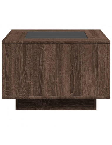 Tavolino Salotto con LED Rovere Marrone 60x60x40 cm Multistrato
