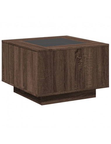 Tavolino Salotto con LED Rovere Marrone 60x60x40 cm Multistrato