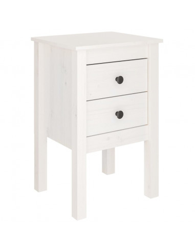 Comodino Bianca 40x35x61,5 cm in Legno Massello di Pino