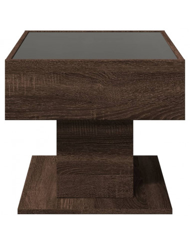 Tavolino Salotto con LED Rovere Marrone 70x50x45 cm Multistrato