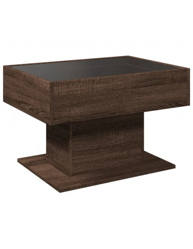 Tavolino Salotto con LED Rovere Marrone 70x50x45 cm Multistrato