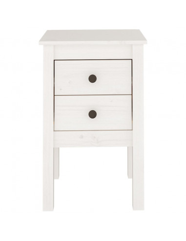 Comodino Bianca 40x35x61,5 cm in Legno Massello di Pino