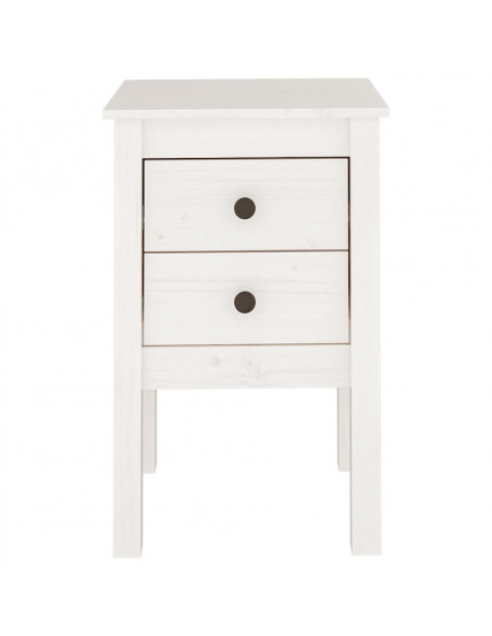 Comodino Bianca 40x35x61,5 cm in Legno Massello di Pino
