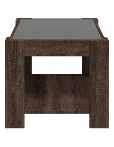 Tavolino Salotto con LED Rovere Marrone 73x53x45 cm Multistrato