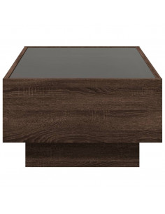 Tavolino Salotto con LED Rovere Marrone 90x50x30 cm Multistrato 2