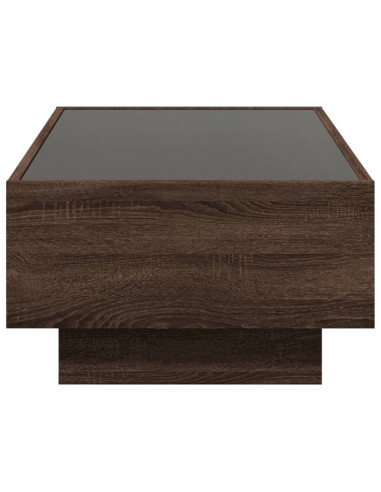 Tavolino Salotto con LED Rovere Marrone 90x50x30 cm Multistrato