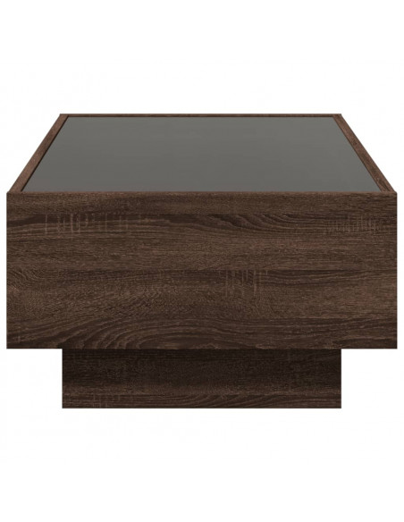Tavolino Salotto con LED Rovere Marrone 90x50x30 cm Multistrato