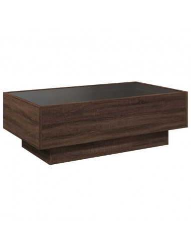 Tavolino Salotto con LED Rovere Marrone 90x50x30 cm Multistrato