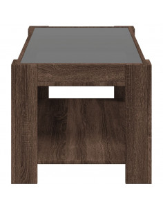 Tavolino Salotto con LED Rovere Marrone 93x53x45 cm Multistrato 2