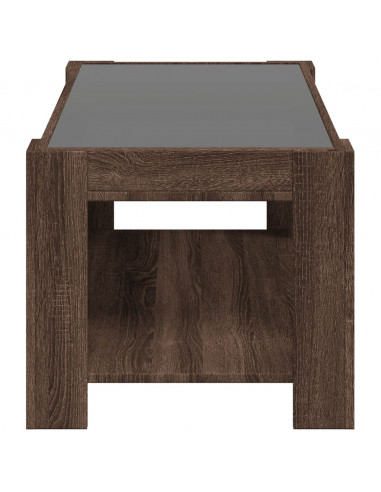 Tavolino Salotto con LED Rovere Marrone 93x53x45 cm Multistrato