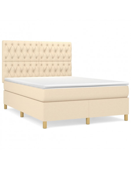Giroletto a Molle con Materasso Crema 140x19 cm in Tessuto