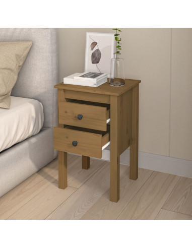 Comodino Miele 40x35x61,5 cm in Legno Massello di Pino