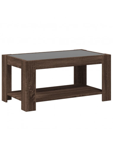 Tavolino Salotto con LED Rovere Marrone 93x53x45 cm Multistrato
