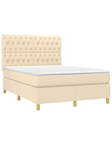 Giroletto a Molle con Materasso Crema 140x19 cm in Tessuto