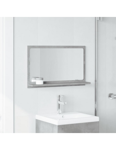 Mobile Bagno con Specchio Grigio Cemento 60x11x37 cm Truciolato