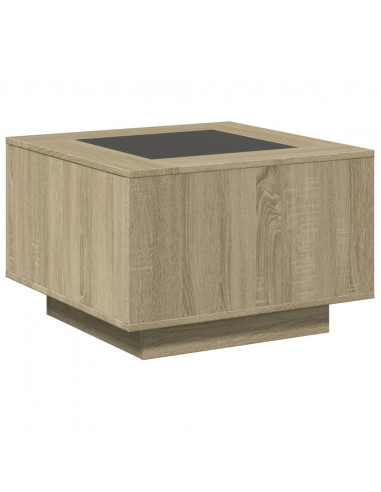 Tavolino Salotto con LED Rovere Sonoma 60x60x40 cm Multistrato