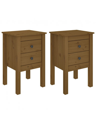 Comodini 2 pz Miele 40x35x61,5 cm in Legno Massello di Pino