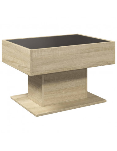 Tavolino Salotto con LED Rovere Sonoma 70x50x45 cm Multistrato