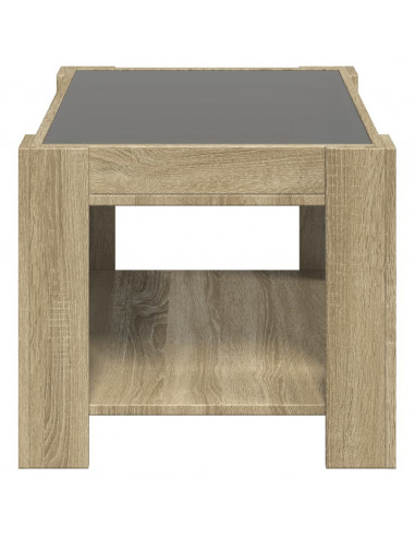 Tavolino Salotto con LED Rovere Sonoma 73x53x45 cm Multistrato