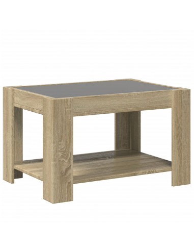 Tavolino Salotto con LED Rovere Sonoma 73x53x45 cm Multistrato