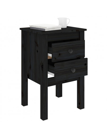 Comodino Nera 40x35x61,5 cm in Legno Massello di Pino