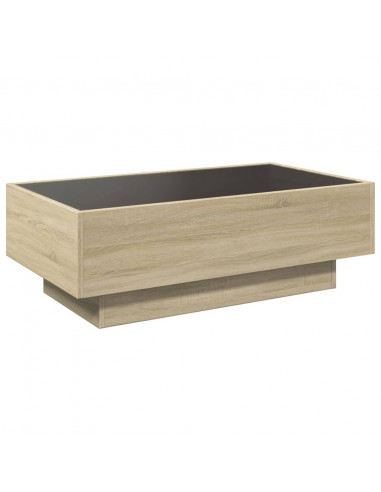 Tavolino Salotto con LED Rovere Sonoma 90x50x30 cm Multistrato