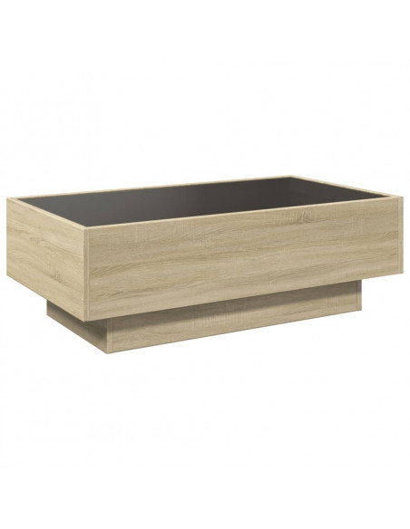 Tavolino Salotto con LED Rovere Sonoma 90x50x30 cm Multistrato