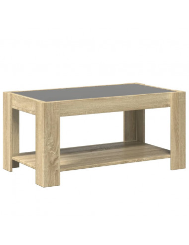 Tavolino Salotto con LED Rovere Sonoma 93x53x45 cm Multistrato