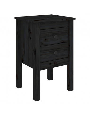 Comodini 2 pz Nera 40x35x61,5 cm in Legno Massello di Pino