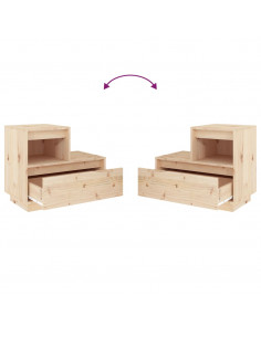 Comodini 2 pz 60x34x51 cm in Legno Massello di Pino 2