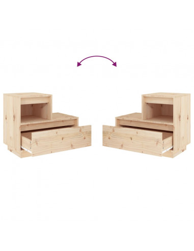 Comodini 2 pz 60x34x51 cm in Legno Massello di Pino