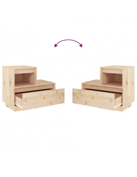 Comodini 2 pz 60x34x51 cm in Legno Massello di Pino