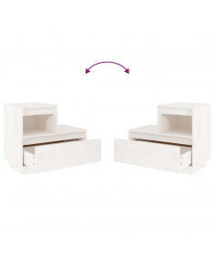 Comodini Bianchi 2 pz 60x34x51 cm in Legno Massello di Pino 2