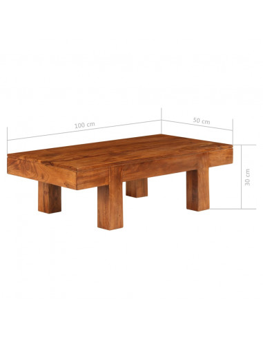 Tavolino da Salotto in Legno Acacia Finitura Ambra 110x55x35 cm