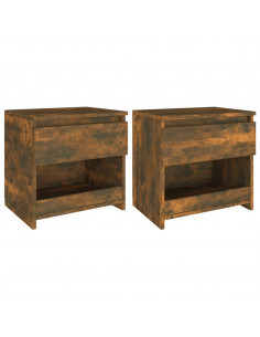 Comodini Rovere Fumo 2pz 40x30x39 cm Legno Ingegnerizzato 2