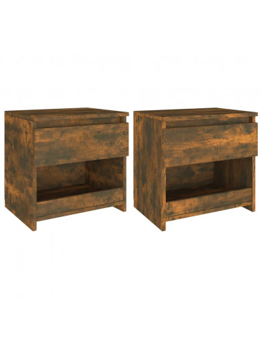 Comodini Rovere Fumo 2pz 40x30x39 cm Legno Ingegnerizzato