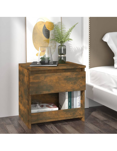 Comodini Rovere Fumo 2pz 40x30x39 cm Legno Ingegnerizzato