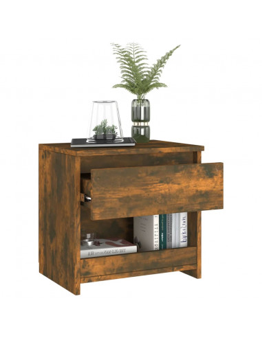 Comodini Rovere Fumo 2pz 40x30x39 cm Legno Ingegnerizzato