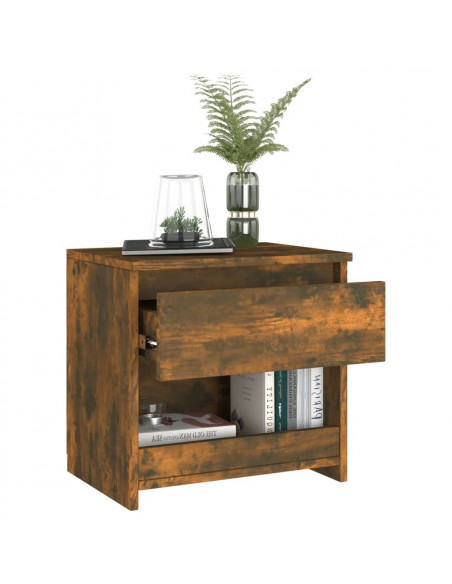 Comodini Rovere Fumo 2pz 40x30x39 cm Legno Ingegnerizzato
