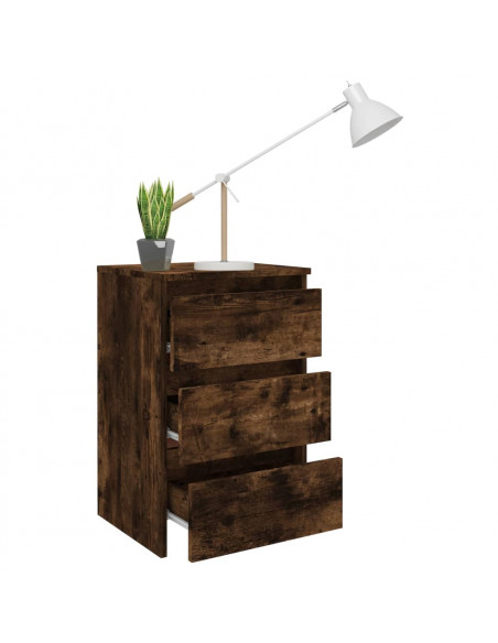 Comodino Rovere Fumo 40x35x62,5 cm in Legno Multistrato