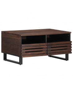 Tavolino da Salotto Marrone 80x55x40 cm Legno Massello di Mango 2