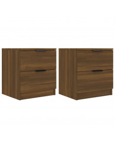 Comodini 2 pz Rovere Marrone in Legno Multistrato 2