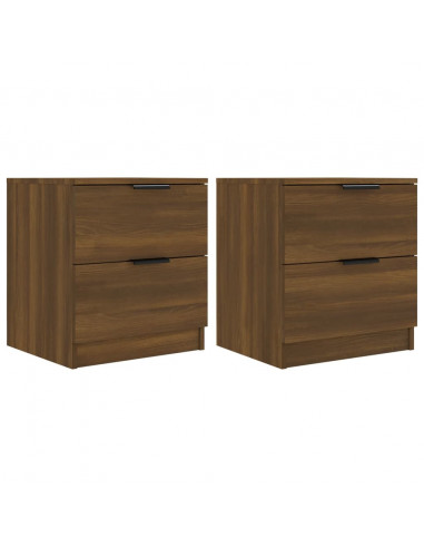 Comodini 2 pz Rovere Marrone in Legno Multistrato