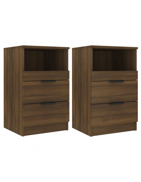 Comodini 2 pz Rovere Marrone in Legno Multistrato