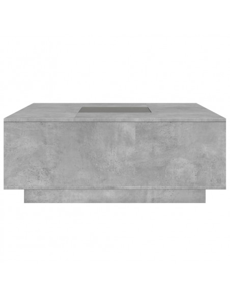 Tavolino Salotto con LED Infinity Grigio Cemento 100x100x40 cm