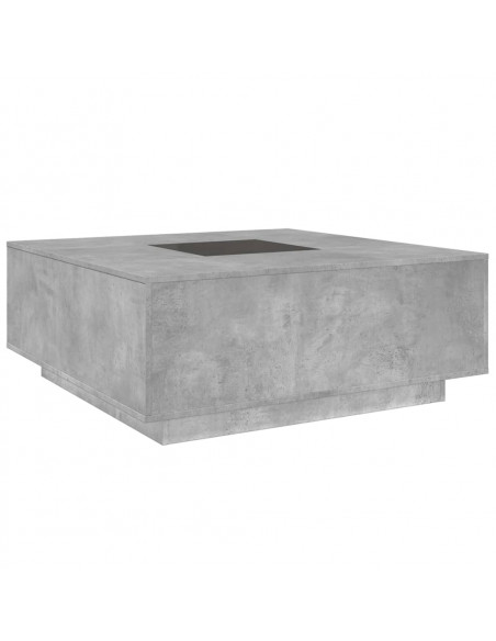 Tavolino Salotto con LED Infinity Grigio Cemento 100x100x40 cm